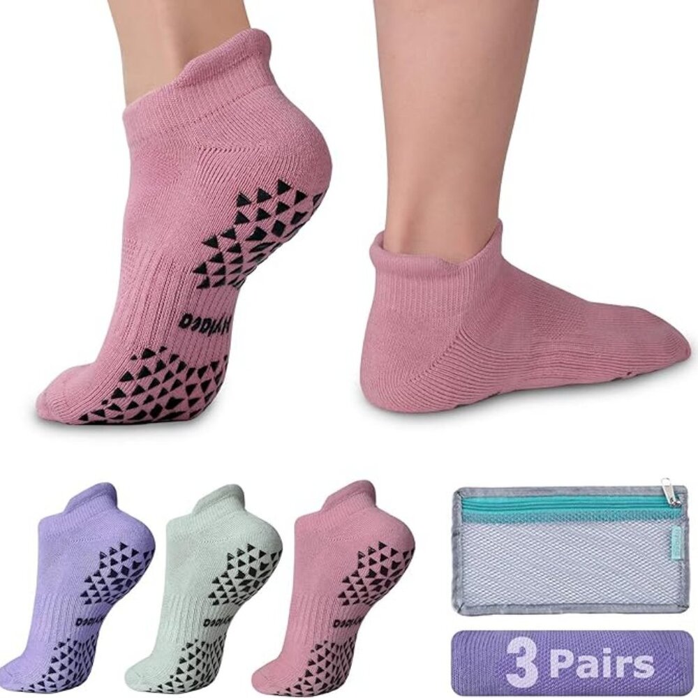 Hylaea Unisex Non Slip Socks with Grip - 3 pairs